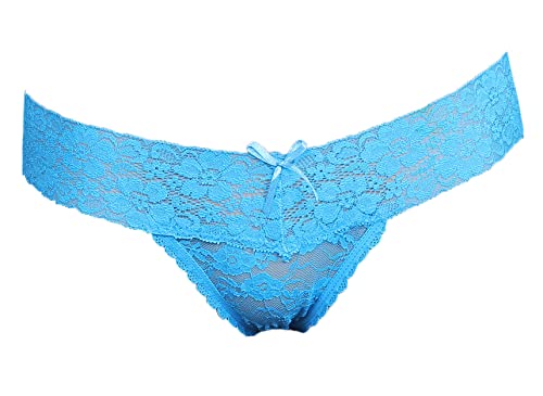 Blue Transparent Lace Valentine Gift Panty Intimate Wear Romantic Lingerie Honeymoon Surprise Gift for Your GF Girl Friend Wife Lover-image-24