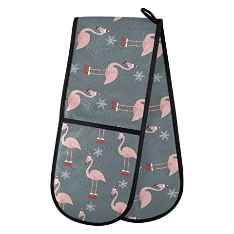 Double Oven Glove with Flamingo Design Cover