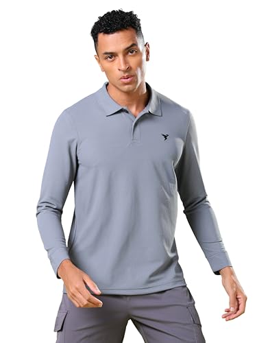 Image of TECHNOSPORT Mens Slim Fit Polyester Active Wear Collar Polo T-Shirt with Long Sleeves for Workout, Sports