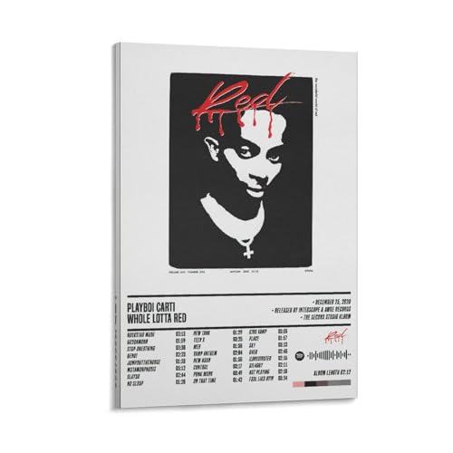 ZANLIART Playboi Carti - Whole Lotta Red Album Cover Canvas Print Music Poster for Room Aesthetic Frame:20x30inch(50x75cm)