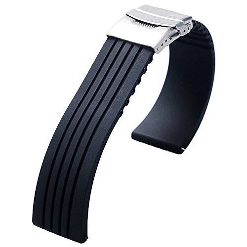 YISUYA 22mm Waterproof Silicone Rubber Watch Strap Band Deployment Buckle for Citizen LG G-watch Seiko