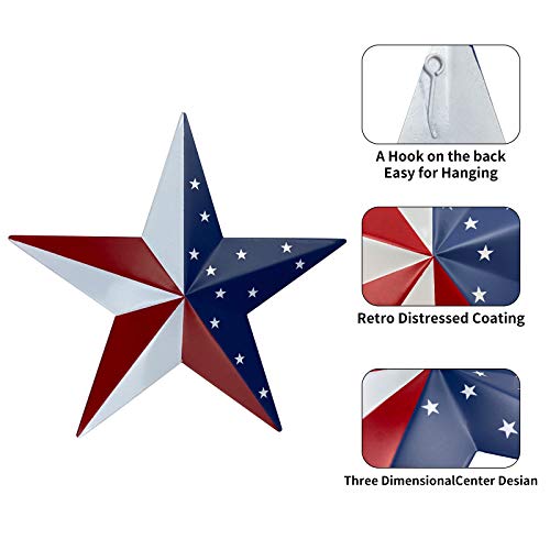 Metal-Barn-Star-Art-American-Flag-Patriotic-9-Inch-Star-Wall-Decoration-Wall-Mount-3D-Barn-Star-Decor-July-of-4th-Decoration-Set-of-3 Metal Barn Star Art American Flag Patriotic 9 Inch Star Wall Decoration Wall Mount 3D Barn Star Decor July of 4th Decoration Set of 3