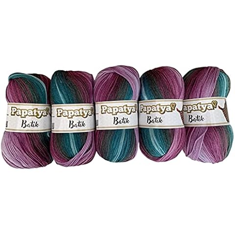 Papatya Batik Yarn 5 Pack self Striping Yarn - 5 x 100g-dk Yarn - 554-41 Cover