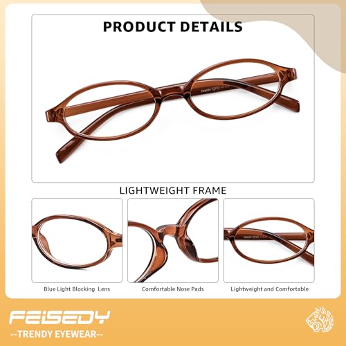 Image of FEISEDY Y2K Retro Oval Blue Light Glasses for Women Fashion Small Face Eyewear Frame 90s Nerd Fake Cosplay Eyeglasses B0258