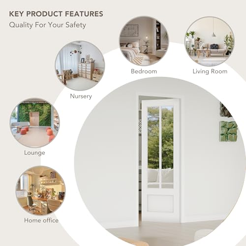 Image of Pantry Door, 30 inchx 80 inch, 2-Panel Mirror Interior Door, French Doors for Wardrobe & Bedroom, Single Pantry Door Slab, MDF, White Primed