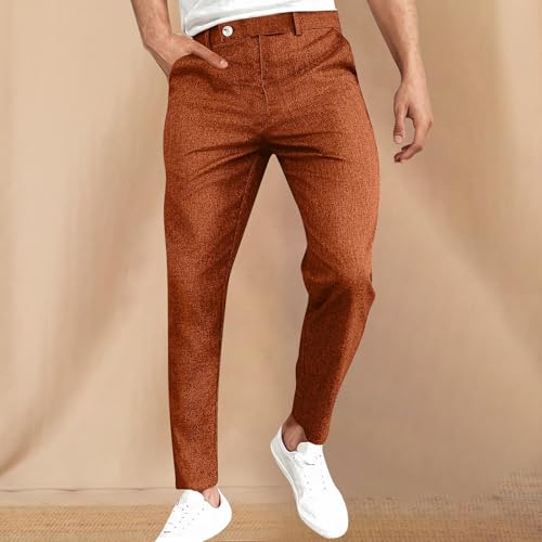 Linen Pants for Mens Summer Fall Cargo Beach Elegant Hawaiian Tropical Straight Leg Plain Long Leg Pants Man 20252