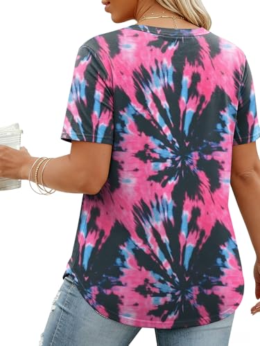 Image of VISLILY Plus-Size-Tops for Women Casual Short Sleeve T Shirts Trendy Tie Dye Crewneck Tees Comfy Loose Fit Tunics XL-5XL