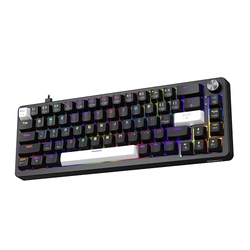 Image of FINGERS Savage-MK2 Wired Mechanical Gaming Keyboard (65% Compact 67 Keys, Hot-Swappable Switches, 2-Layer Gasket, 11 RGB Modes, Volume Control Knob, 100% Anti-Ghosting, 50M Keystrokes) - Jet Black