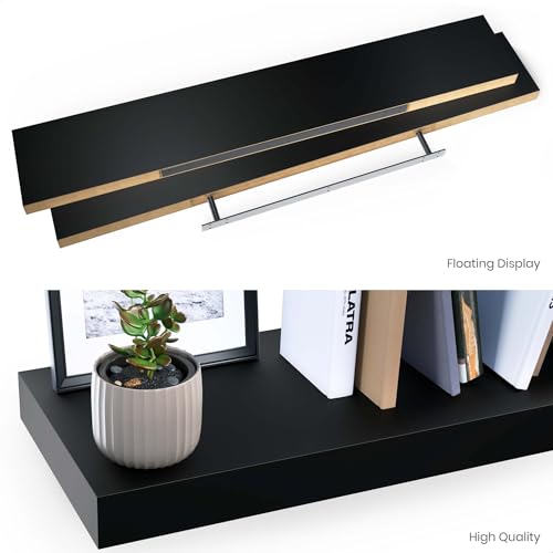 Ballucci Floating Shelf, 48" Wood Wall Shelf with Invisible Brackets for Bathroom, Living Room, Bedroom, Kitchen, Nursery, 8" Deep, Black by Ballucci - Image 7