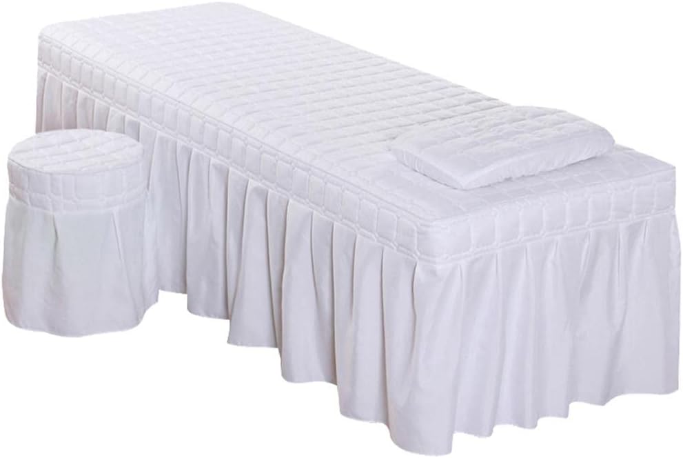 Tongina Massage Hotel Face Table Linen Set Bed Skirt Valance Sheet with Face Breath Hole Pillow Case Stool Cover for Beauty Salon Tattoo - White : Beauty & Personal Care