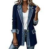 Pullover & Strickjacken Für Damen Patchwork Jeansjacke Mit Knöpfen