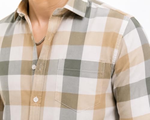 Image of Youth First Men's Cotton Blend Casual Shirt | Regular Fit Solid Full Sleeve Button Down Collared Shirts | Comfortable Formal Office Business Casual for Men