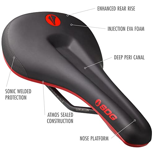 SDG Bel Air 3.0 Max Lux-Alloy Saddle - Black/Red, 260 x 140 mm - High-Comfort Trail & e-MTB Seat with Deep Channel & Extra Support - Image 2
