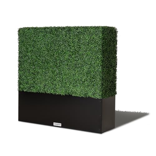 ODQPIS Artificial Boxwood Hedge Wall,Greenery Fake Faux Grass Backdrop Divider with Black Steel...