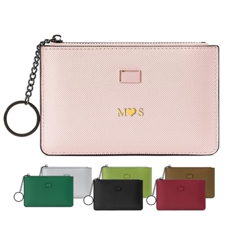 Custom Slim Thin Wallet Womens Small Compact Zipper with Key Ring, Personalized Pocket Wallet Ladies Mini Purse,Golden Name Minimalist Wallet, Large Capacity & Fashion Gift for Women