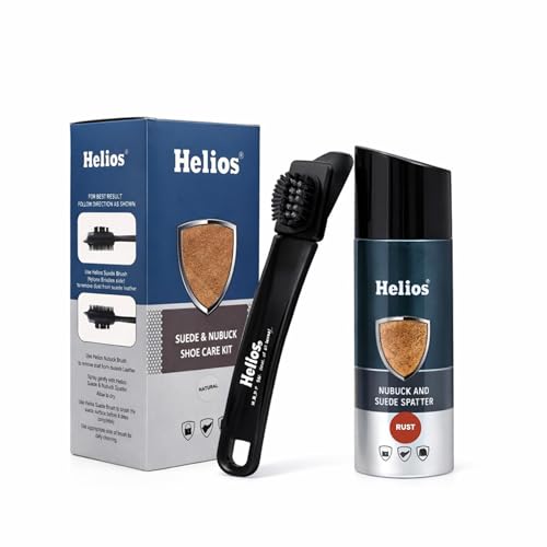Image of Helios Suede & Nubuck Cleaner Spray 165 ml with Brush | Removes Dirt, Dust & Stains | Safe for Suede, Nubuck & Leather Shoes | Shoe Cleaning Kit