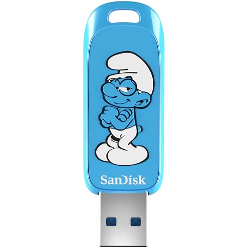 SanDisk Clé USB 64 Go Schtroumpfs édition Brainy Schtroumpf – Jusqu'à 130 Mo/s, USB Type-A, pour consoles de jeu et ordinateurs – SDCZIS-064G-G46