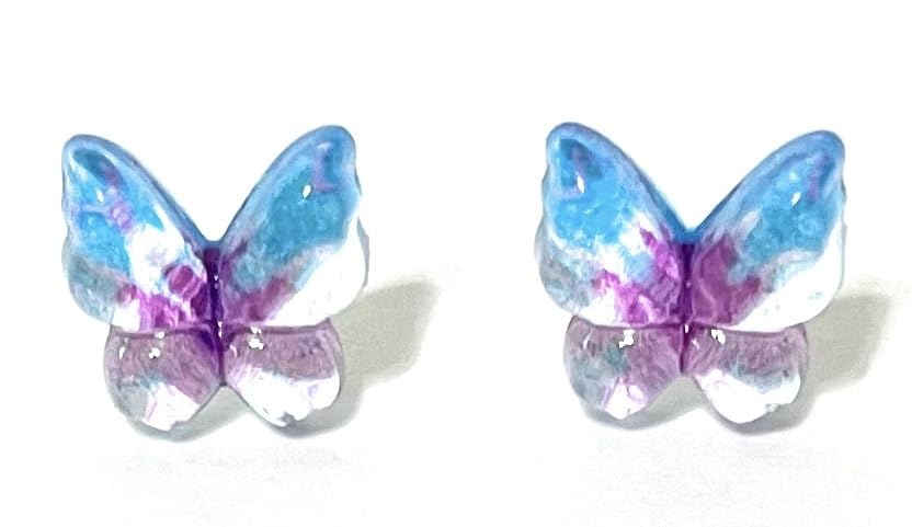 Hypoallergenic Butterfly Stud Earrings On Plastic Posts 10mm Metal