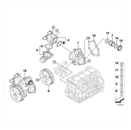 Miniatura 2 de Link-Lock Termostato a bomba de agua Junta de anillo de sellado 11517514941 para BMW N46 Engine 1 Series 3 Series 118I 120I 318I 320I 520I X1 X3 Z4