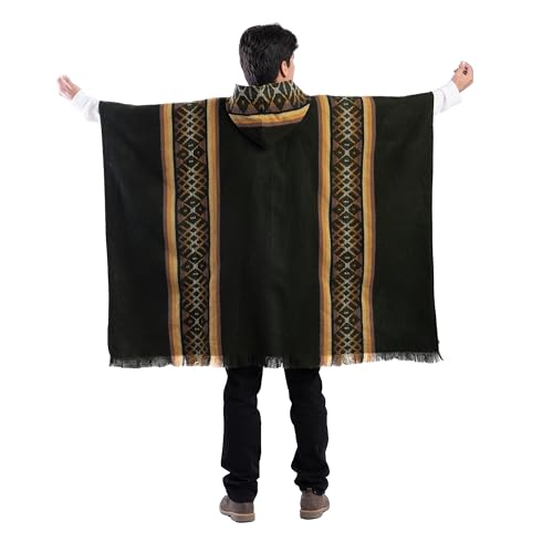 QISU Alpaca Wool Poncho, Handmade in Ecuador, Thick, Warm and Alpaca Wool Poncho, Lightweight and Soft4