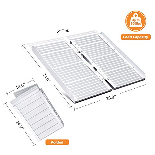 ORFORD Wheelchair Ramp 2ft for Home Steps Stairs Doorways Scooter, Utility Mobility Access Non Skid Folding Wheelchair Ramp, Portable Aluminum Foldable Threshold Ramp 2ft - Thumbnail 6