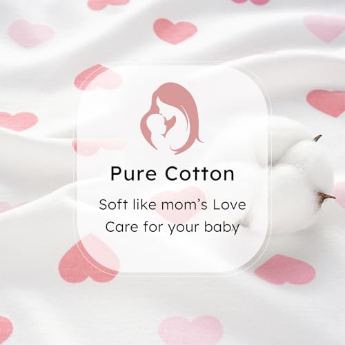 Image of Baby Sleep Sack 12-18 months, 100% Cotton Sleeping Sack for Newborn and Infant, 3 Pack Baby Wearable Blanket for Boy and Girl, 0.5 Tog Lightweight Double Zipper Sleep Bag Pink Heart