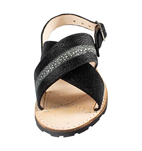 Men Exotic Sandals Genuine StingrayLeather Black Color Huaraches Piel Mantarraya4