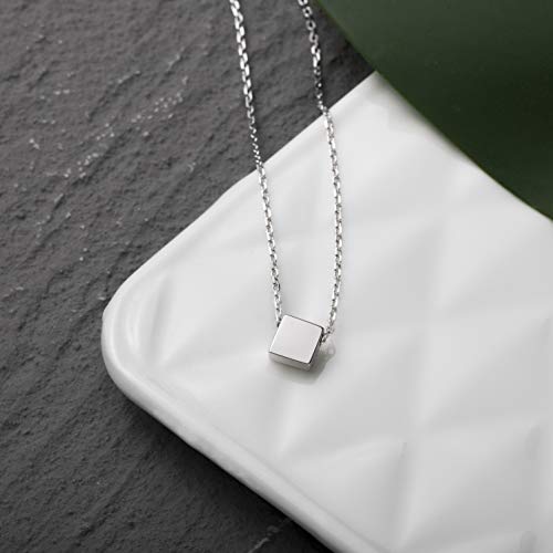 S.leaf Sterling Silver Simple Square/Star Pendant Necklace Dainty Gold Necklaces For Women (Silver-Tone) #TOP1
