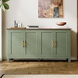 ARTPOWER Large Sideboard Buffet Cabinet with Storage, 60' Accent Cabinet Modern Buffet Table with Adjustable Shelf, Credenza Green Storage Cabinet for Dining Room, Living Room, Kitchen, Entryway