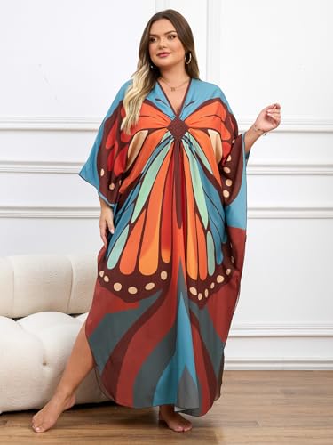 Image of Kaftan Dress for Women - Plus Size Caftan Maxi Beach Dress Moo Moos Loungewear, Swimsuit Cover Up for Beach, Pool or Vacation