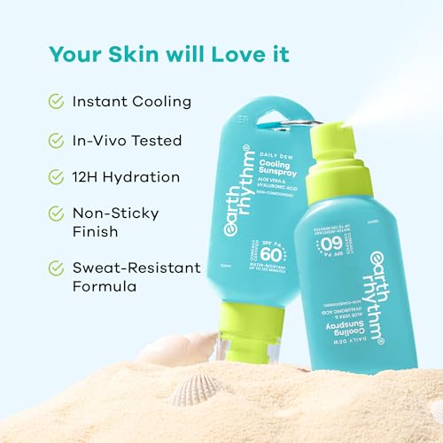Image of Earth Rhythm Daily Dew Cooling Sunspray SPF 60 PA++++ with Hyaluronic Acid & Aloe Vera, In Vivo Tested Sunscreen