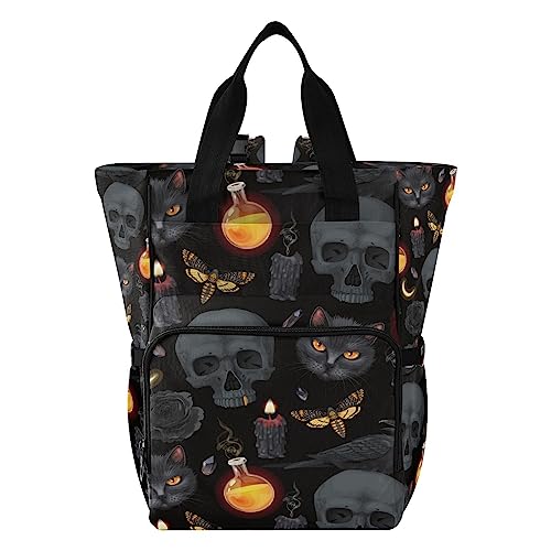 MNSRUU Grey Skull Diaper Backpack