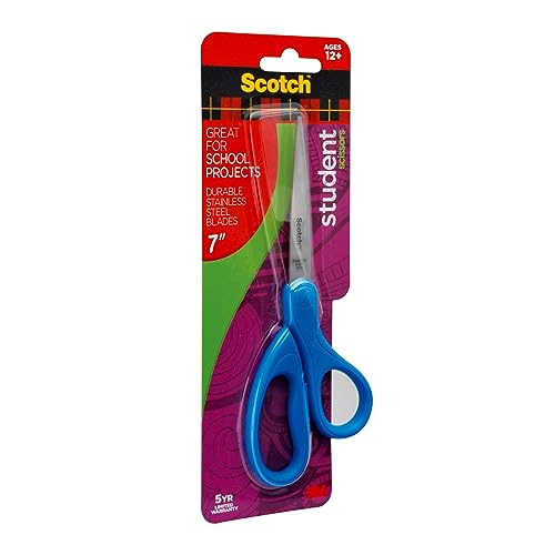 Scotch Student Scissors, 7-Inch - Blue, Green, or Purple, Colors May Vary (1407S-MIX) - image 9