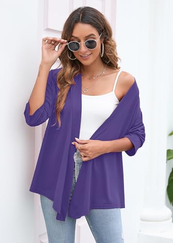 Image of Heymoments Women's Lightweight Open Front Cardigans 3 /4 Sleeve Casual Soft Drape Fall Cardigan S-2XL