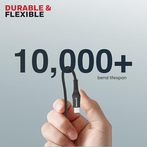 Image of Honeywell USB Type C to Type C Cable, 4 Feet (1.2M), PD 60W, QC 3.0, Fast Charging, Nylon Braided Cable for Apple Devices, Smartphones, Laptops, Power Banks, Tablets, Headphones, Speakers - Black