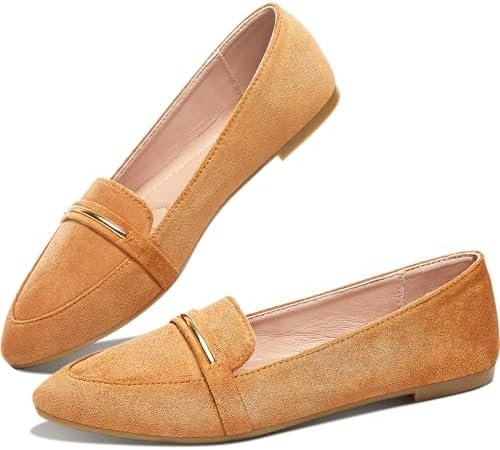 Obtaom Women's Pointy Toe Loafer Flat Comfortable Faux Suede Work...