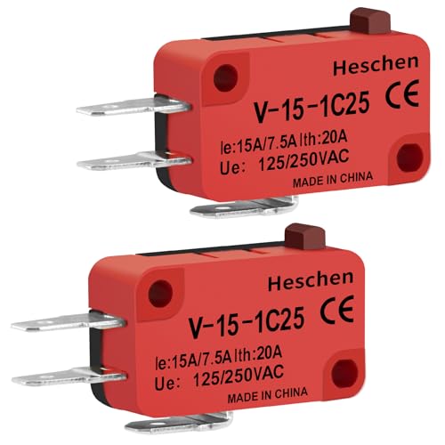 Heschen Mikroschalter V-15-1C25 SPDT Tastentyp 20A 250VAC, 2er Pack