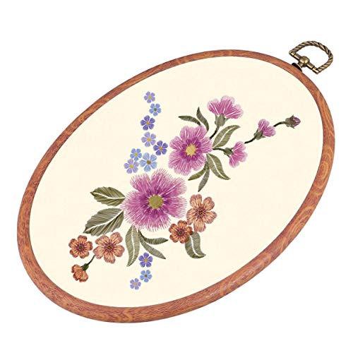 Housoutil 3pcs DIY Embroidery Circle Quilting Holder Frames Craft Cross Kit Embroidery Hoops Sewing Stitching Embroidery Frame Oval Hand Material Large DIY Embroidery Hoop Brown