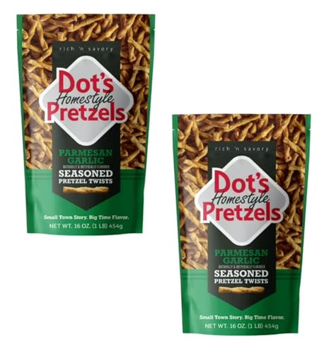Dot's Garlic Parmesan Pretzels - Pack of 2 - Delicious Tasting Snacks for the Whole Family - Great for Sharing or Stocking the Pantry