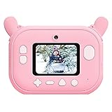 Sofortbildkamera Kinder, Andoer Digitalkamera Kinder 1080P mit 1 Rolle Druckpapier und 32G TF-Karte, Unterstützt WiFi-Übertragung und Drucken,Geschenke Spielzeug für ungen und Mädchen(Rosa)