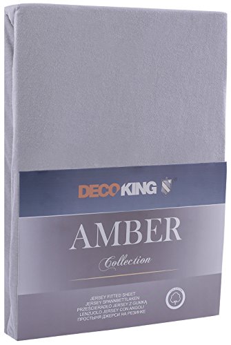 DecoKing Fitted Sheet Super Emperor 100% Combed Cotton Soft Jersey Bed Sheet 200x220-220x240 cm Steel Amber - Image 2