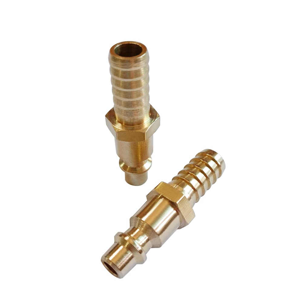 Beduan Solid Brass Air Hose Fittings 3/8" Barb Reducer Quick Connect Air Hose Fittings (Industrial Type D,2Piece)