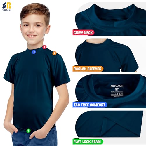 Image of Boy's UPF 50 Rash Guard Swim Shirts Short Sleeve Sun Protection SPF Fishing Surfing Water Beach Shirts Quick Dry