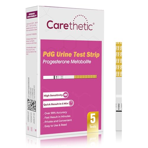 Carethetic PdG Urine Test Strips - Detecting Progesterone Metabolite to Confirm Successful Ovulation - 99% Accurate at Home PdG Test Kit - 5 Pack