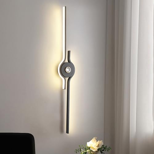 Aplique de pared moderno de aluminio y hierro negro de 60cm 7