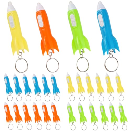24 Piezas Mini Cohete Linterna Llavero, 4 Colores Llavero Linternas Led, Portátil Mini Llaveros Linterna Para Cumpleaños, Llaveros Niños Ligero Para Cumpleaños, Regalos, Navidad Regalos De Fiesta