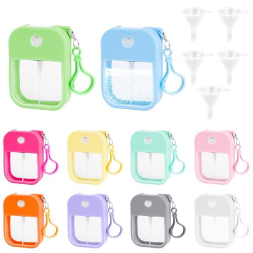 Framendino, 10 Pack Portable Empty Bottle 38ml Mini Card Shape Reusable Container With Hook Funnel Silicone Case