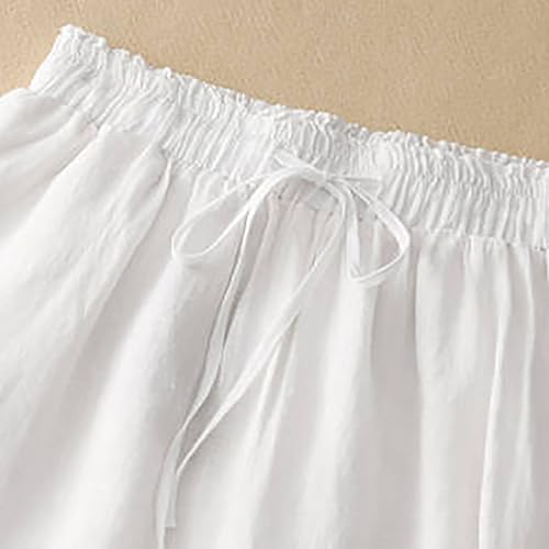 Women's Culottes Linen Cropped Pants with Pockets Wide Leg Pants Elastic Waist Casual Palazzo Trousers 2025 Fashion2