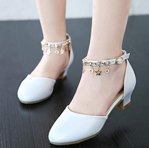 Girl's Pretty Party Mary Jane Low Heel Ankle Strap Dress Shoes Glitter Rhinestone Sandals for Kids Flower Girls3