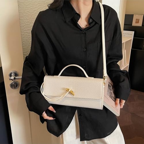 Image of Women Vegan Leather Evening Handbag Crocodile Pattern Handle Clutch Purse Cross Body Envelope Bag